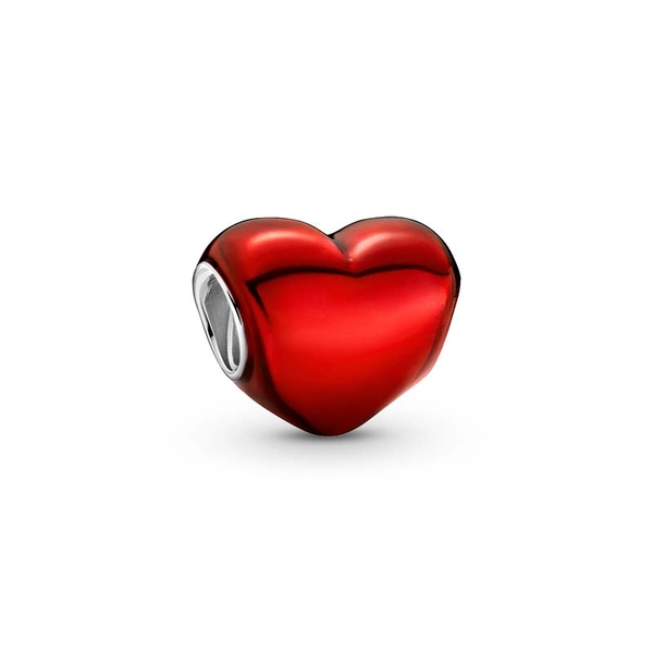 Rotes Metallic-Herz Charm von PANDORA, Schneller Versand - Nordicspectra.de