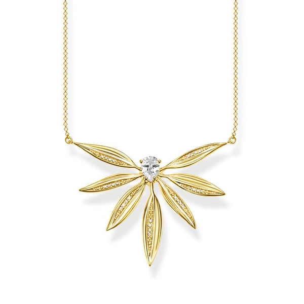Stort Halsband Glittrande Blad Guld - Thomas Sabo halsband - Snabb frakt & paketinslagning - Nordicspectra.se