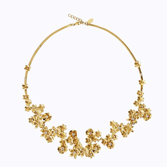 Laurel Necklace Gold Crystal - Caroline Svedbom - Snabb leverans - Nordic Spectra
