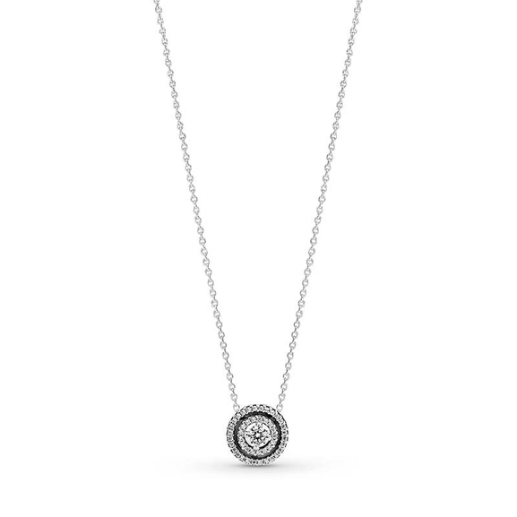 Glittrande Dubbel Halo Collier Halsband - PANDORA - Snabb frakt & paketinslagning - Nordicspectra.se