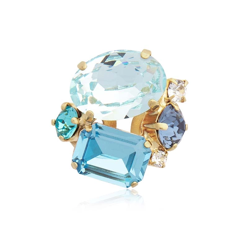 Caroline Svedbom - Carolina Ring Gold Aquamarine Combo