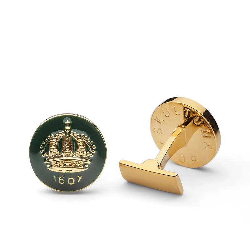 Manschettknappar The Crown, Racing Green & Gold