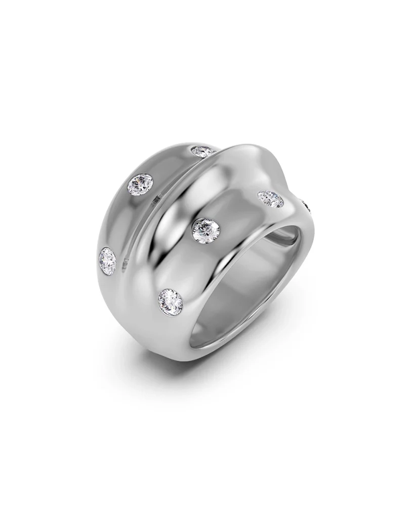 Ring i polerat rostfritt stål med cubic zirconia