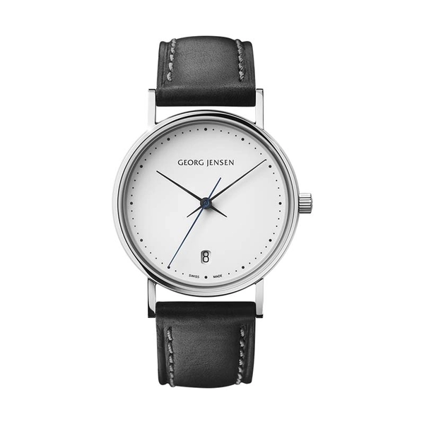 Koppel 32 mm - Kvarts - Vit urtavla/Svart läderrarmband - Georg Jensen klockor - Snabb frakt & paketinslagning - Nordicspectra.se