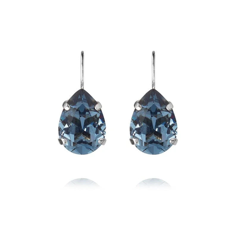 Caroline Svedbom - Mini Drop Clasp Earrings Rhodium Denim Blue