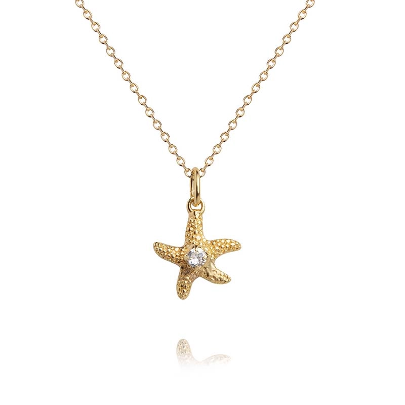 Caroline Svedbom - Mini Sea Star Necklace Gold Crystal