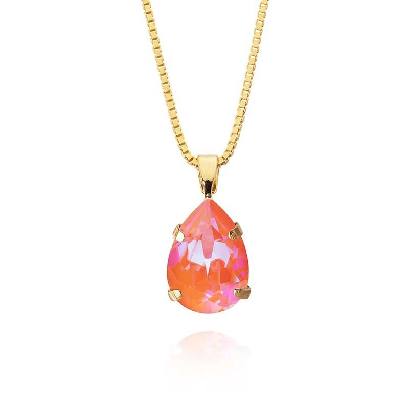 Caroline Svedbom - Mini Drop Necklace Gold Orange Glow Delite