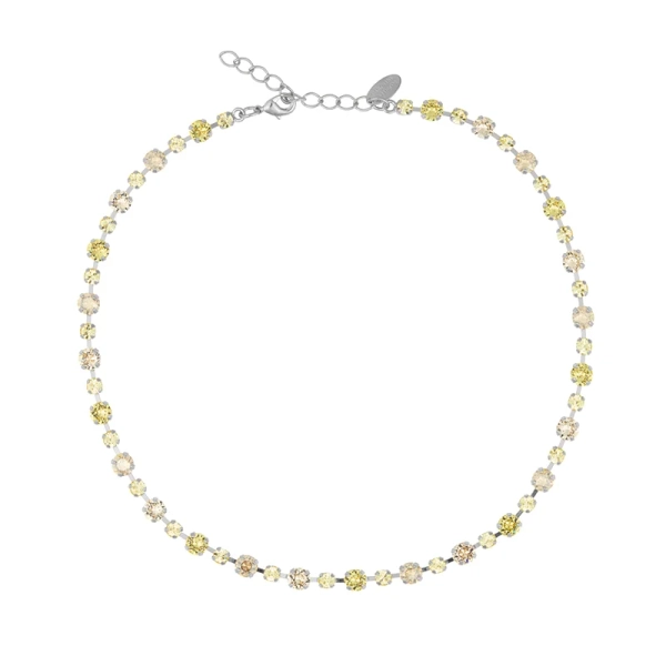 Halsband Calanthe i rodium med mörka jonquil-kristaller