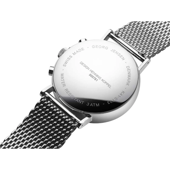 Koppel 41 mm - Kronograf - Vit urtavla/Stålarmband - Georg Jensen klockor - Snabb frakt & paketinslagning - Nordicspectra.se