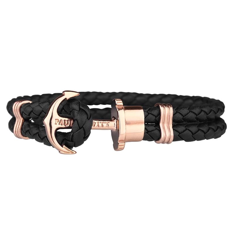 Paul Hewitt – Leather Phrep Armband Svart/Rosé