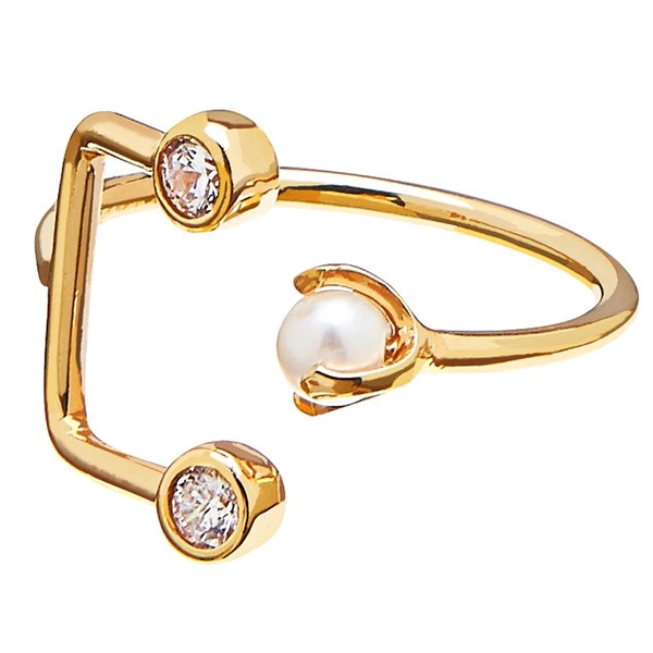 Pearl/Brilliant Double Ring Gold -CU Jewellery - Snabb frakt & paketinslagning - Nordicspectra.se