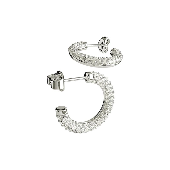 Aure 30 D örhängen i vitguld med pavéfattade diamanter och mjuk hoopform.