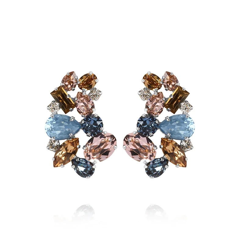 Caroline Svedbom - Isolina Earrings Rhodium Smoked Blue Combo