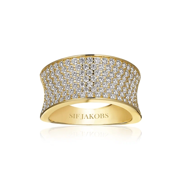 Felline Concavo Ring i 18K guldpläterat silver med gnistrande cubic zirconia