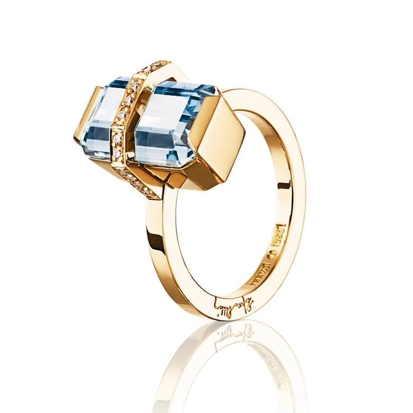 Little Bend Over Aquamarine Gold - Efva Attling ringar - Snabb frakt & paketinslagning - Nordicspectra.se