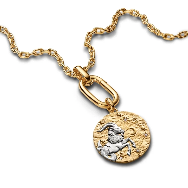 Stenbocken Medaljong från Pandora ME i silver och 14K guldplätering