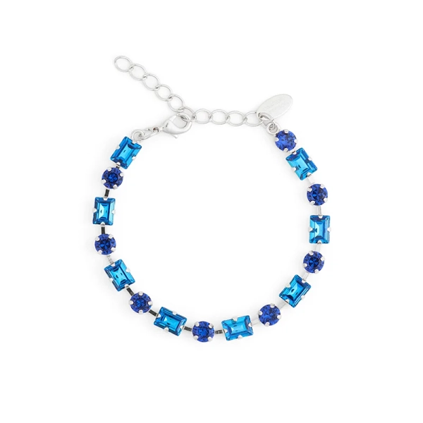 Rhodiumpläterat armband med blå och klara Swarovski® kristaller