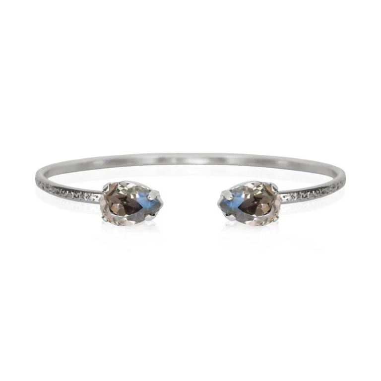 Petite Drop Bracelet i rodium med svarta diamanter