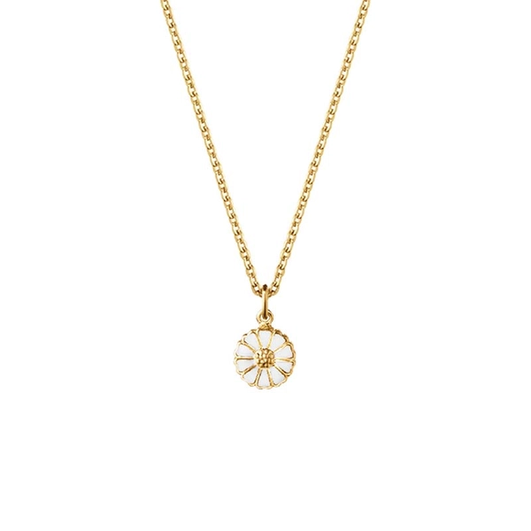 Daisy Mini Halsband Guldpläterat Silver med Vit Emalj - Georg Jensen halsband - Snabb frakt & paketinslagning - Nordicspectra.se