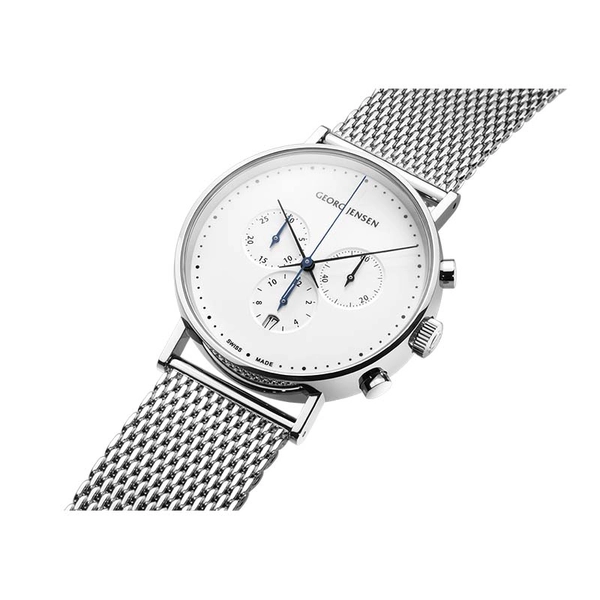 Koppel 41 mm - Kronograf - Vit urtavla/Stålarmband - Georg Jensen klockor - Snabb frakt & paketinslagning - Nordicspectra.se