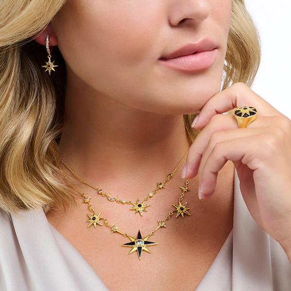 Kette Royalty Stern & Mond Gold von Thomas Sabo, Schneller Versand - Nordicspectra.de