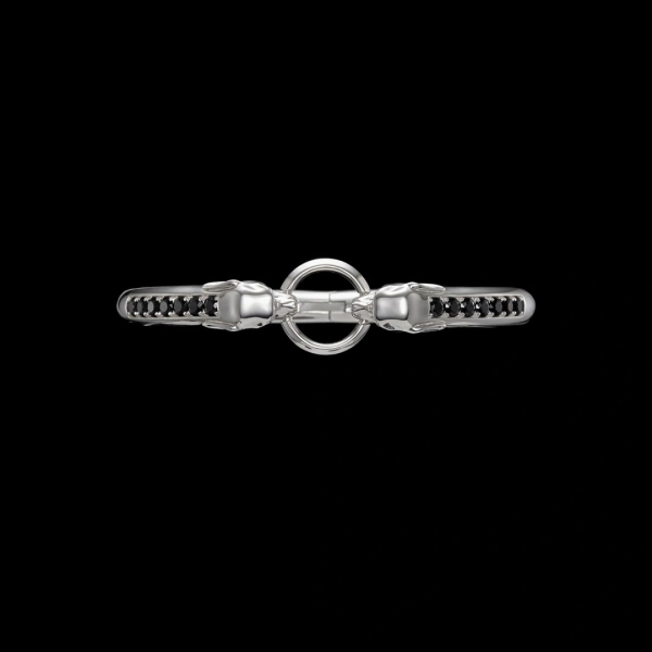 Die Armbinde „Nocturnal Guardian“ aus Silber mit schwarzem Spinell