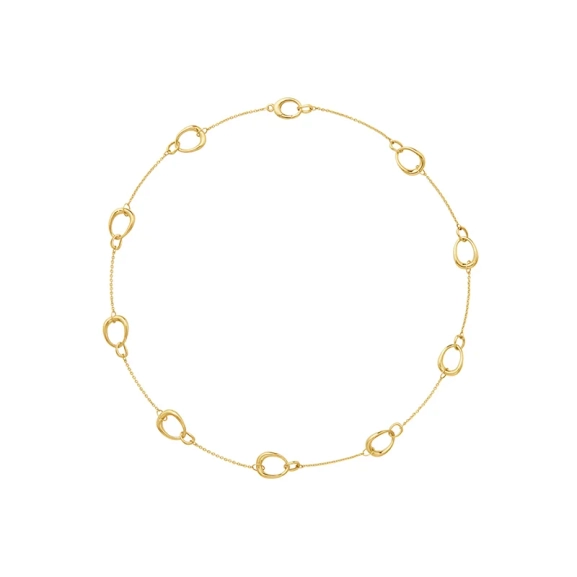 Offspring Multi Halsband Guld i 18K gult guld med ovala ringar på en fin kedja