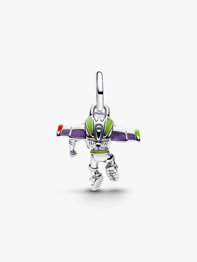 Disney Pixar Buzz Lightyear Hängberlock i silver från Pandora med färgglada emaljdetaljer och ”ANDY” graverat under foten.