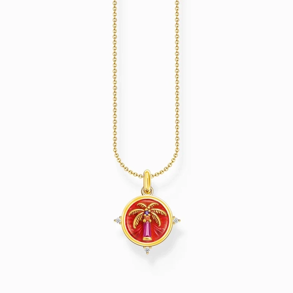 Kette mit Palmen-Anhänger und bunten Steinen vergoldet - Thomas Sabo - Nordic Spectra