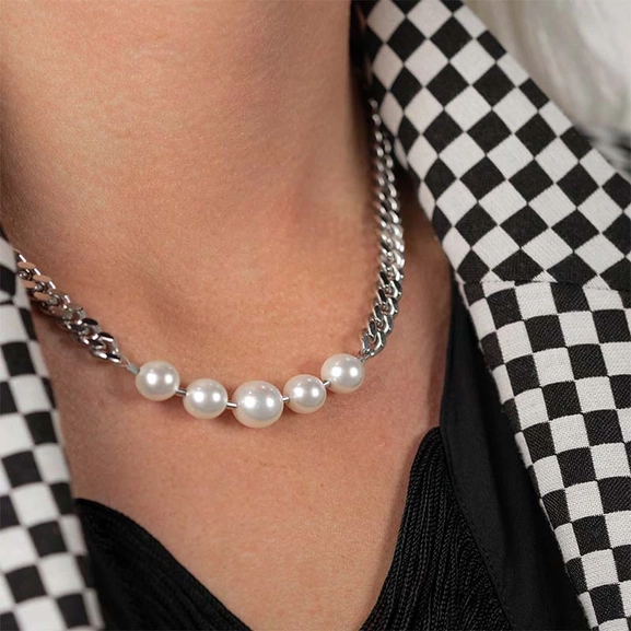 Pearl Chain Short Necklace Silver - Sophie By Sophie - Snabb frakt & paketinslagning - Nordicspectra.se