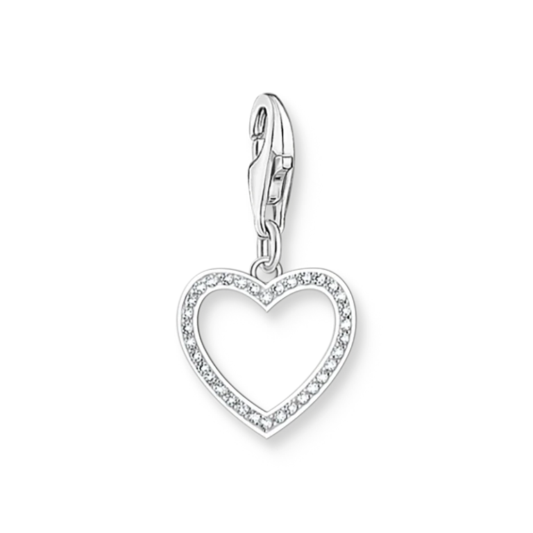 Glittrande Stenar Hjärtformad Berlock i återvunnet silver med cubic zirconia