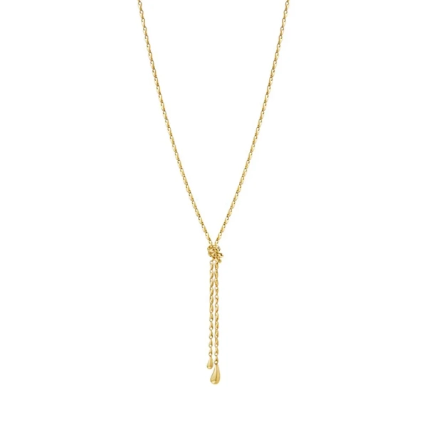 Reflect Lariat Halskette aus 18-karätigem Gold mit dünnen Ketten und sanft geformten Enden