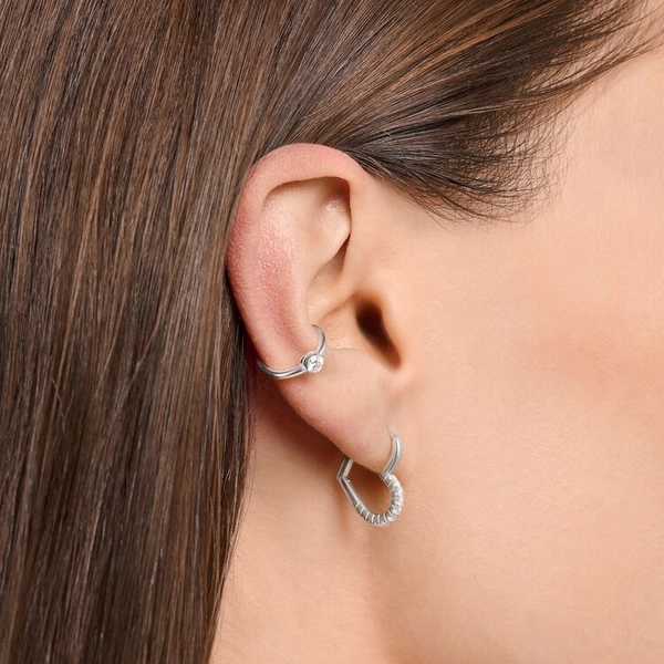 Einzel Creole Herz Mit Weiße Steine Silber von Thomas Sabo, Schneller Versand - Nordicspectra.de
