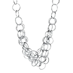 Messy Rings Collier i silver med sammanlänkade ringar i olika storlekar