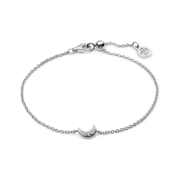 Luna armband i silver med halvmåne och infattade cubic zirconia