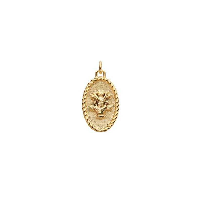 Letters/Two Flower Pendant Gold