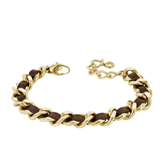 ADELIA Leather Armband Brunt/Guld - Astrid & Agnes - Nordic Spectra