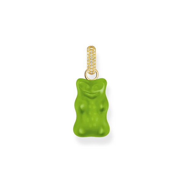 HARIBO Hängsmycke Grön Gummibjörn med Glittrande Stenar Guld - Thomas Sabo - Snabb leverans & paketinslagning - Nordic Spectra