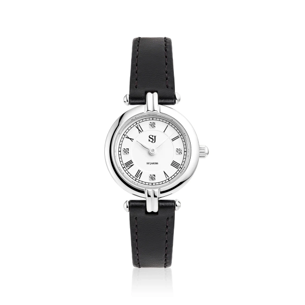 Schwarze Armbanduhr von Bianca mit rundem Stahlzifferblatt