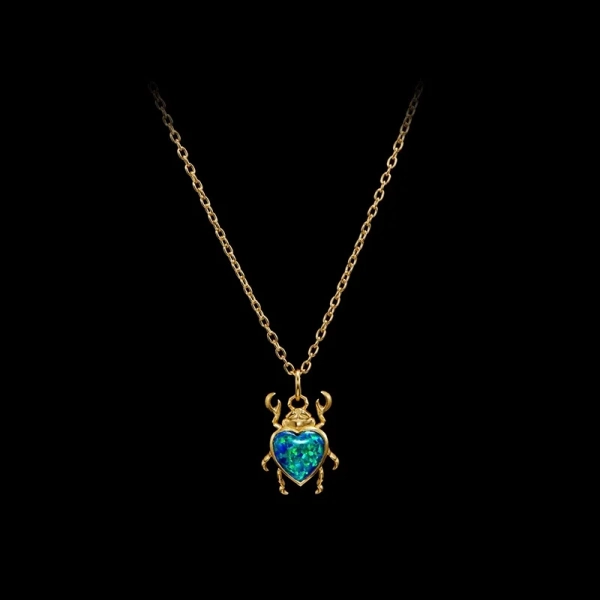 Beetle Necklace Gold i 18K guldpläterat silver med syntetisk opal