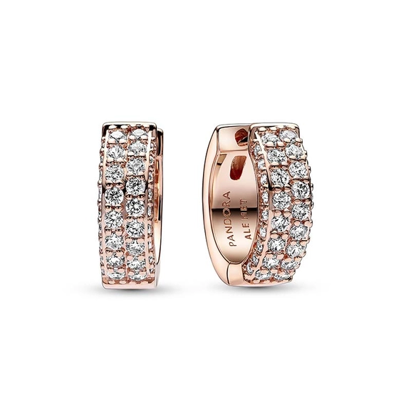 Pandora Timeless Pavéprydd Dubbelradiga Creoler Rosé - PANDORA - Snabb frakt & paketinslagning - Nordic Spectra
