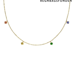 Edblad Rainbow Necklace i 14K guldplätering med regnbågsfärgade cubic zirconia-stenar på en 42-45 cm kedja. Artikelnummer 127843.
