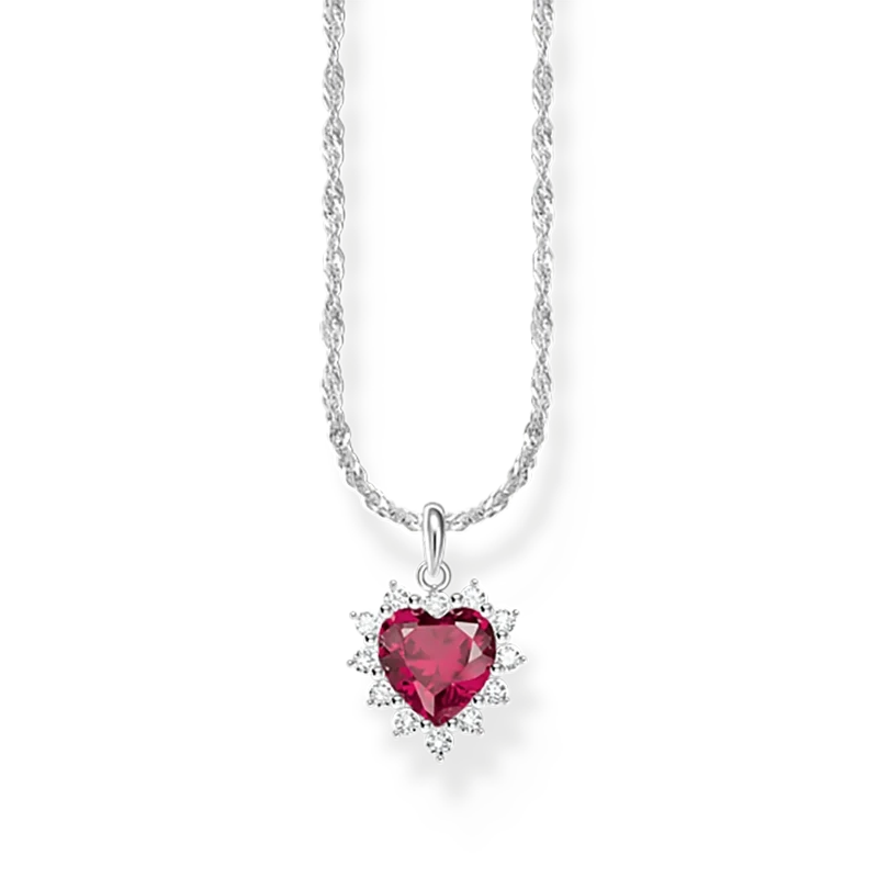 Thomas Sabo - Rött Hjärta med Glittrande Stenar Halsband