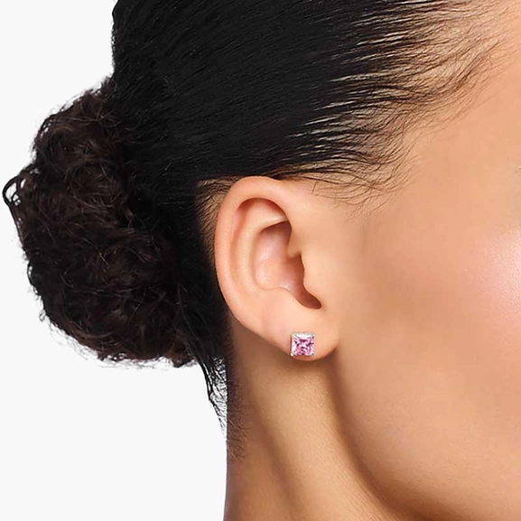 Ear studs with pink stone silver - Thomas Sabo - Suuri valikoima & ilmainen lahjapaketointi - Nordicspectra.fi