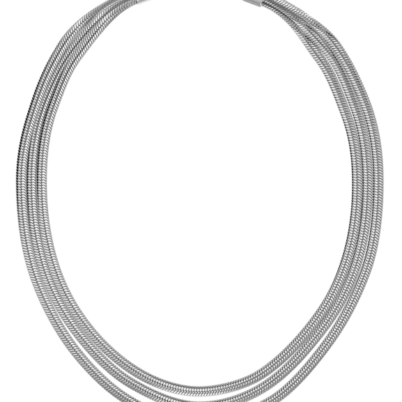 Herringbone Triple Necklace Steel - Edblad - Snabba leveranser - Gratis paketinslagning