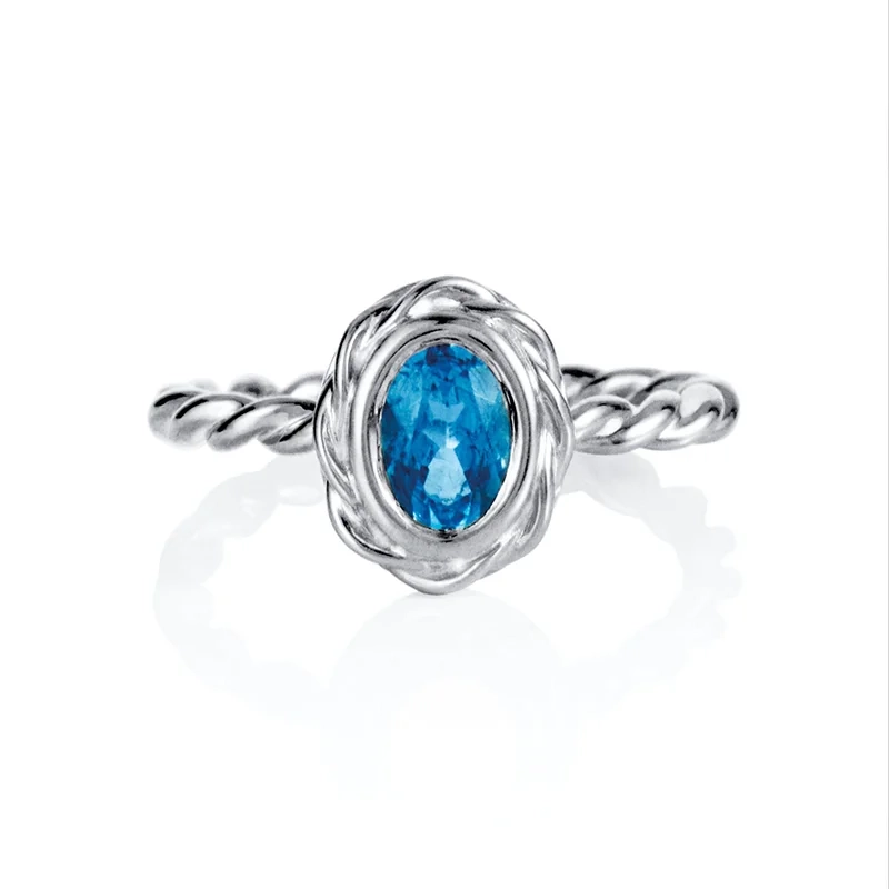 Efva Attling - Wrapped Colour Ring - Blue Topaz White Gold