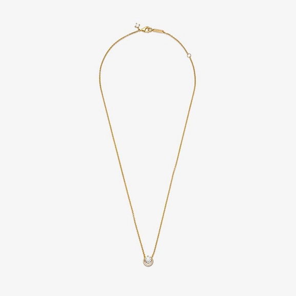 Glittrande Runt Halo Pendant Collier Halsband - PANDORA - Snabb frakt & paketinslagning - Nordicspectra.se
