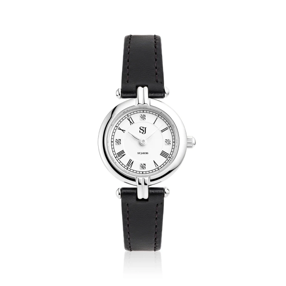 Schwarze Armbanduhr von Bianca mit rundem Stahlzifferblatt