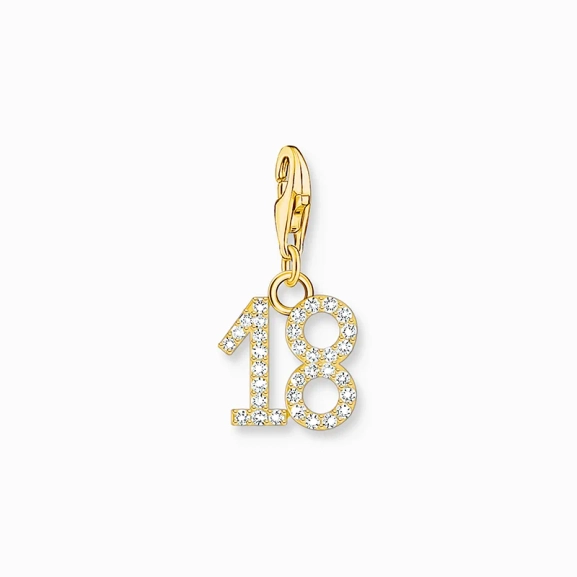 Charm-Anhänger Zahl 18 mit weißen Steinen Gold - Thomas Sabo - Nordic Spectra