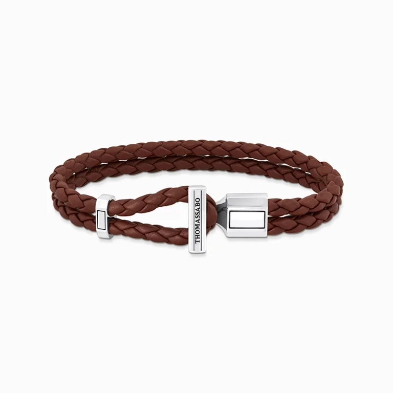Dubbelt Läderarmband Brunt & Silver - Thomas Sabo - Snabb leverans & paketinslagning - Nordic Spectra